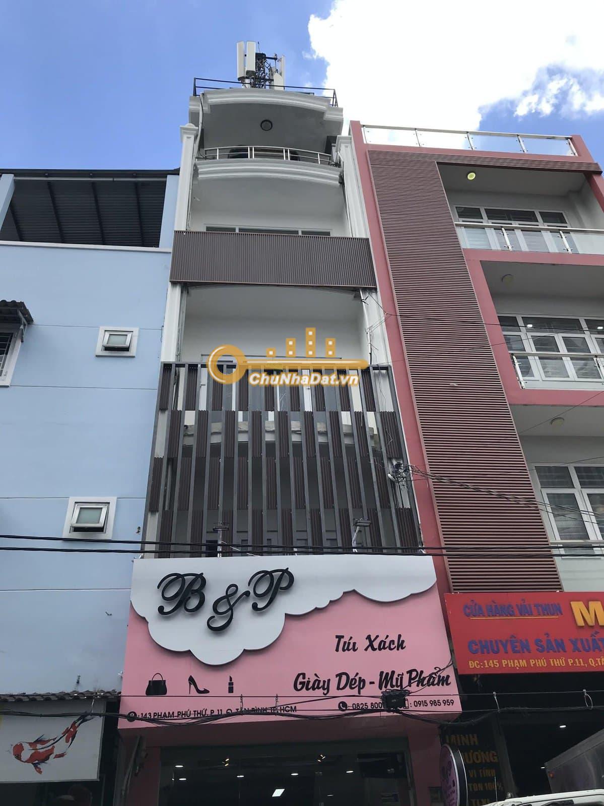 Bán Nhà 3 tầng Mặt tiền Phạm Phú Thứ, Tân Bình ngang 4.2m hướng Bắc