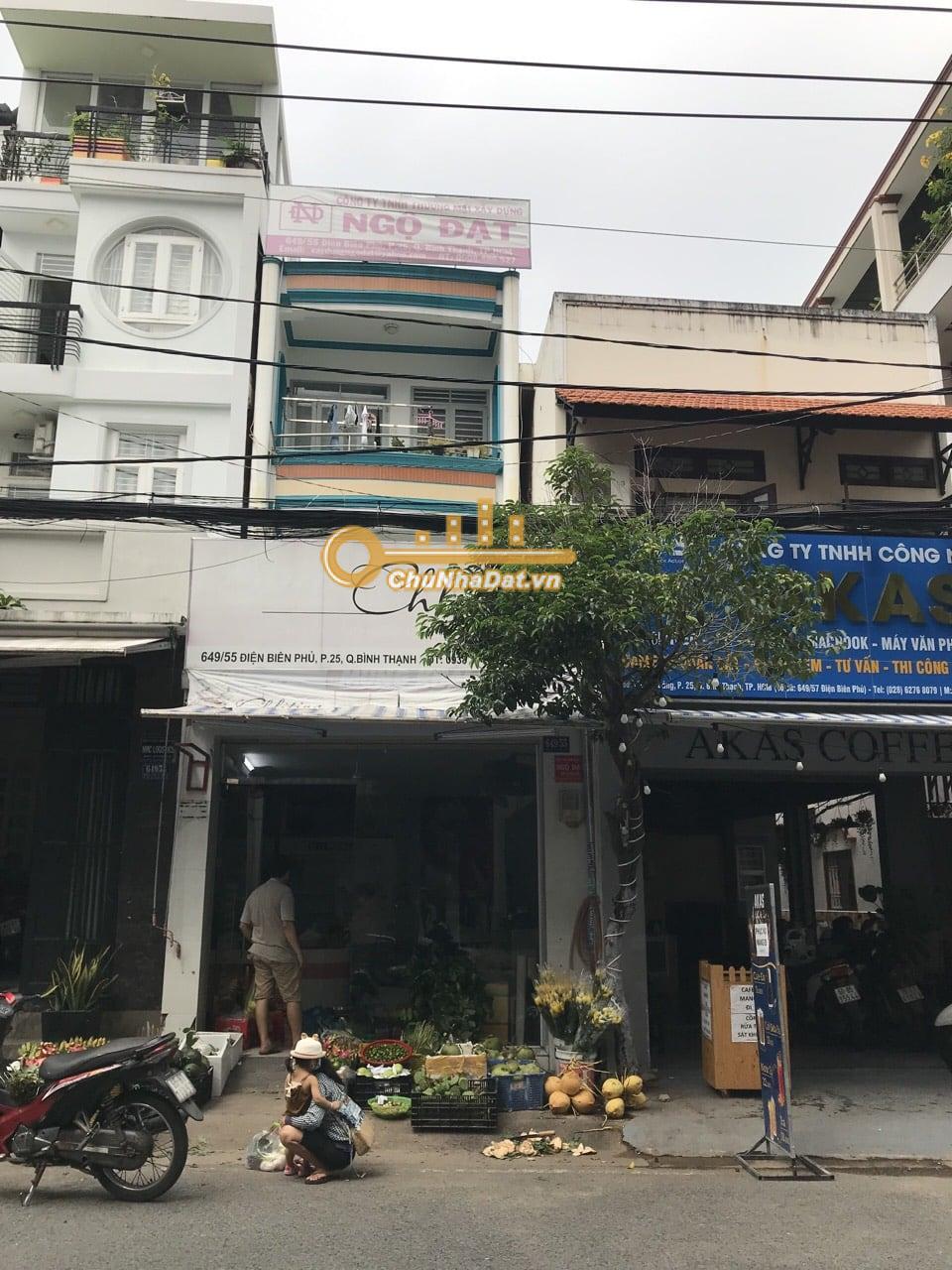 Bán Nhà 3 tầng Mặt tiền Điện Biên Phủ, Bình Thạnh ngang 3.55m diện tích 68 m2 hướng Đông Bắc