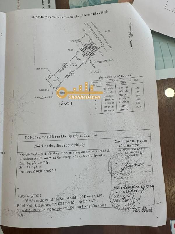 Bán Nhà 2 tầng Mặt tiền Đường Số 18, Thủ Đức ngang 4.52m