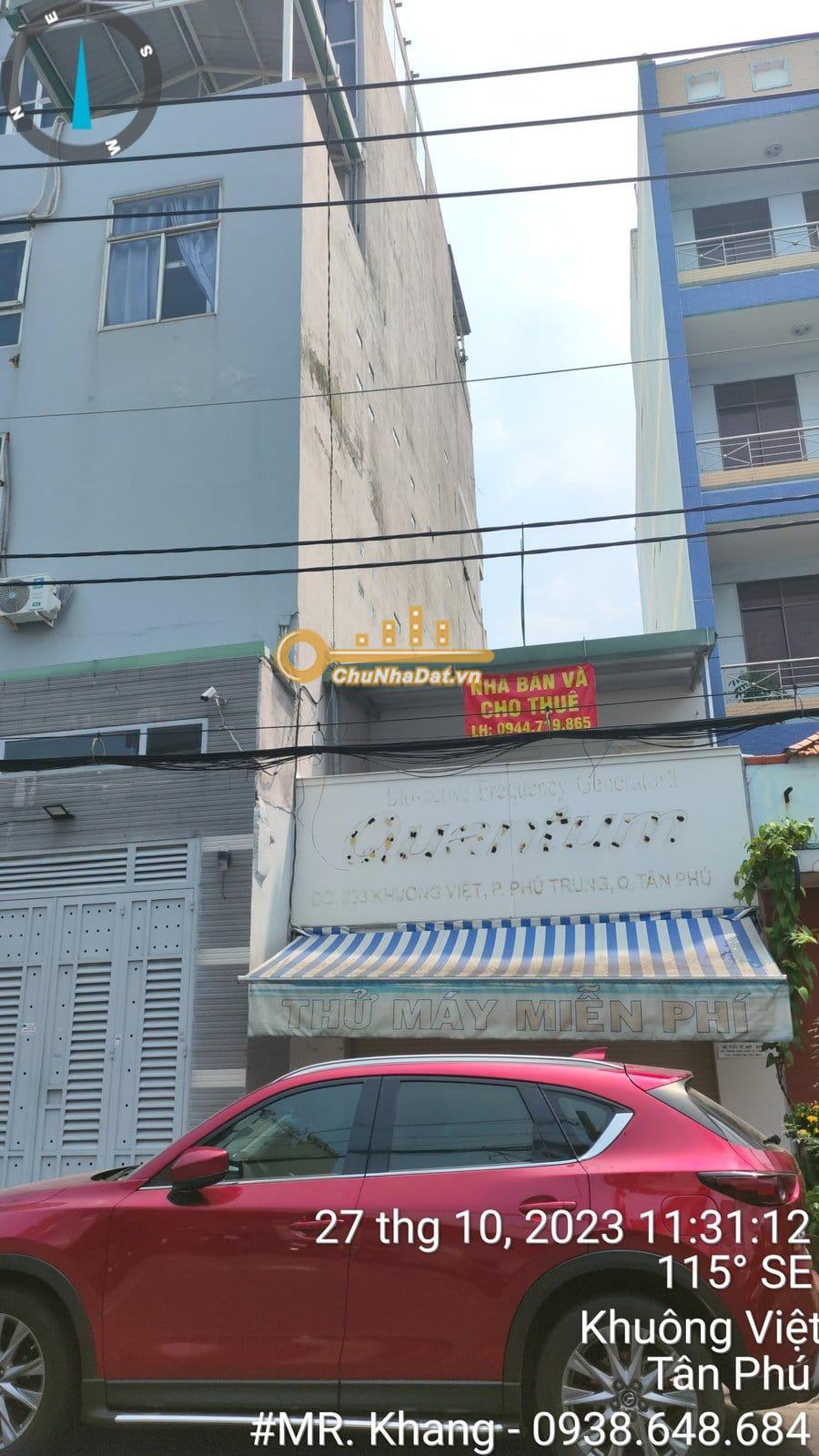 Bán Nhà 2 tầng Mặt tiền Khuông Việt, Tân Phú ngang 4.45m