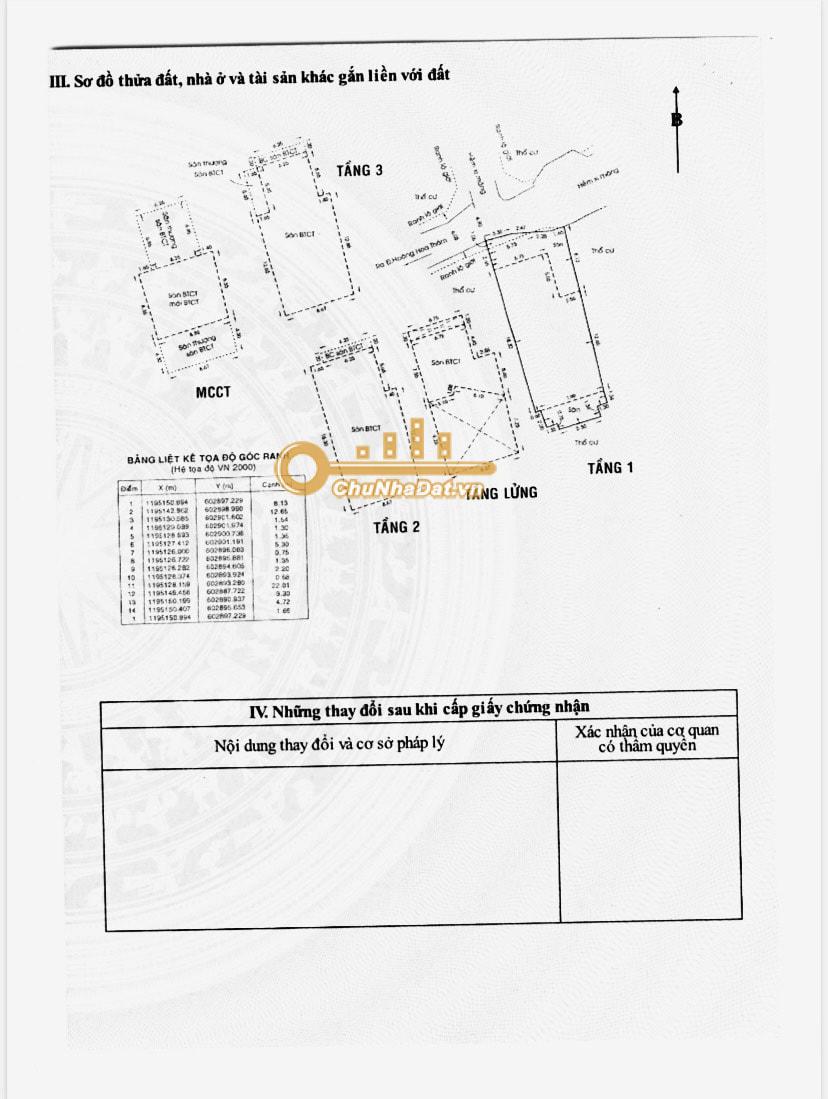 Bán Nhà 4 tầng Hẻm xe hơi Hoàng Hoa Thám, Bình Thạnh ngang 8m hướng Bắc
