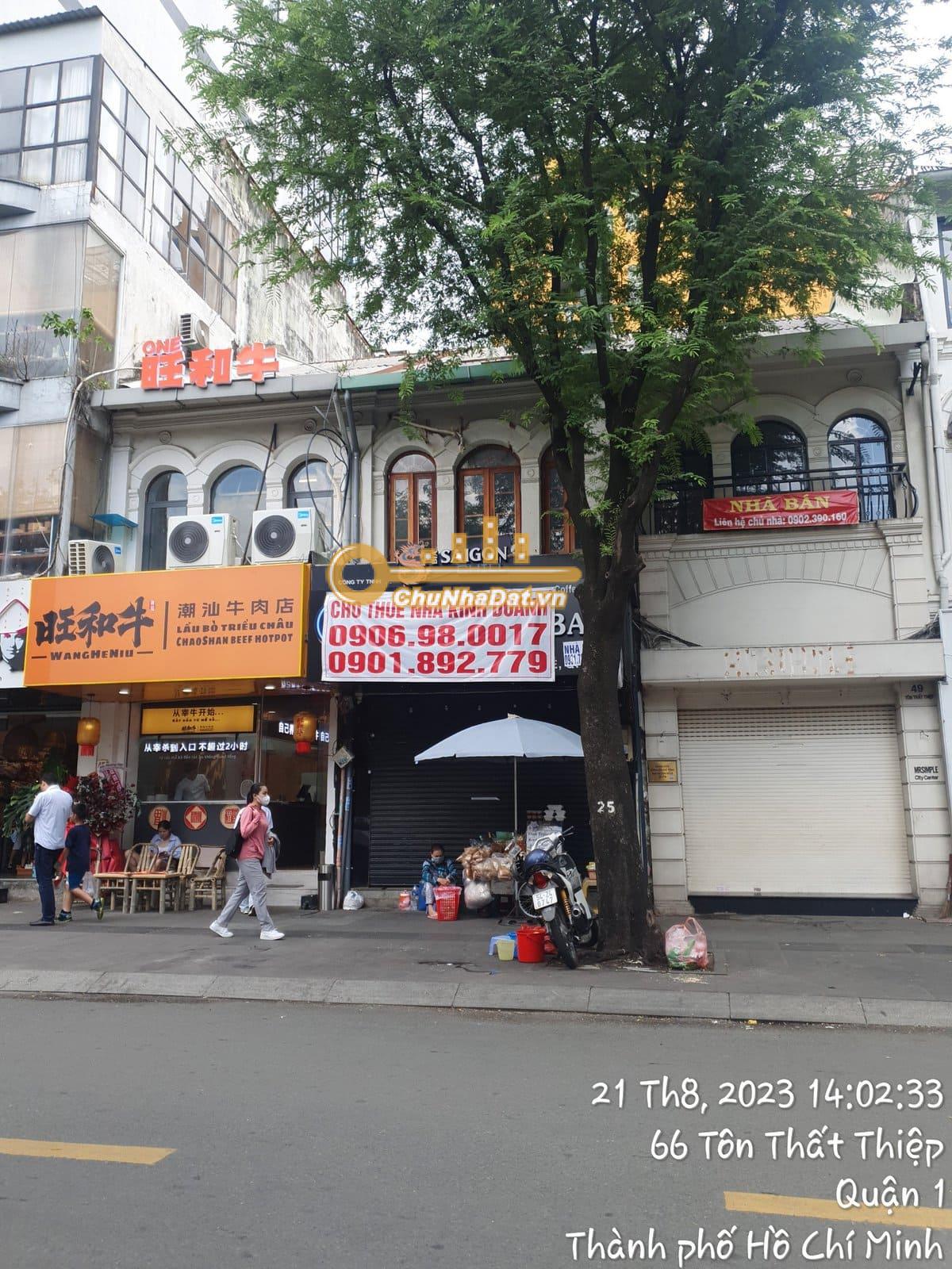 Bán Nhà 3 tầng Mặt tiền Tôn Thất Thiệp, Q.1 ngang 4m diện tích 75 m2