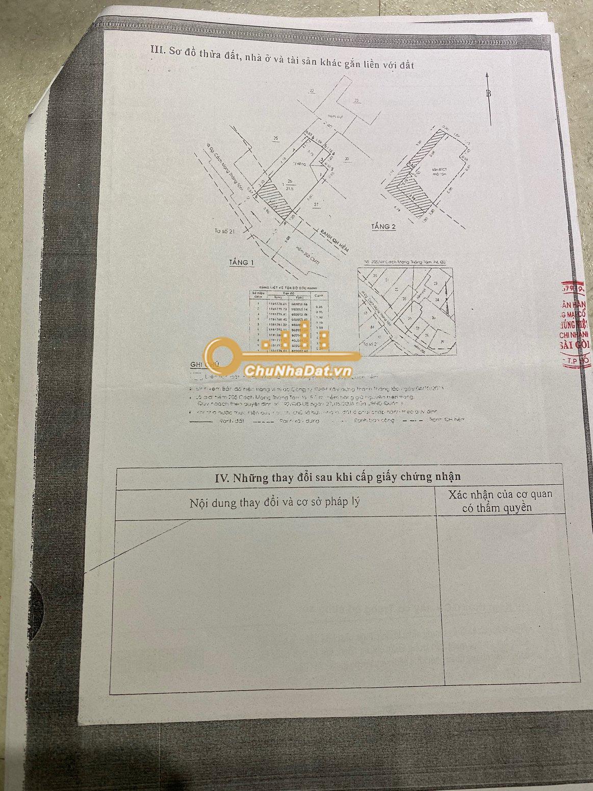 Bán Nhà 3 tầng Hẻm Cách Mạng Tháng 8, Q.3 ngang 4m